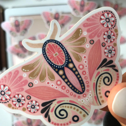 Folk moth waterproof sticker