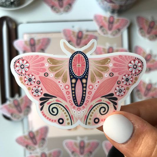 Folk moth waterproof sticker