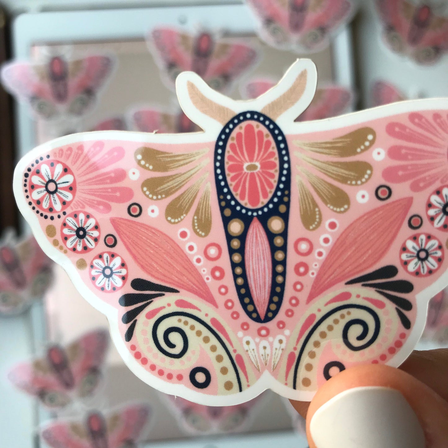Folk moth waterproof sticker