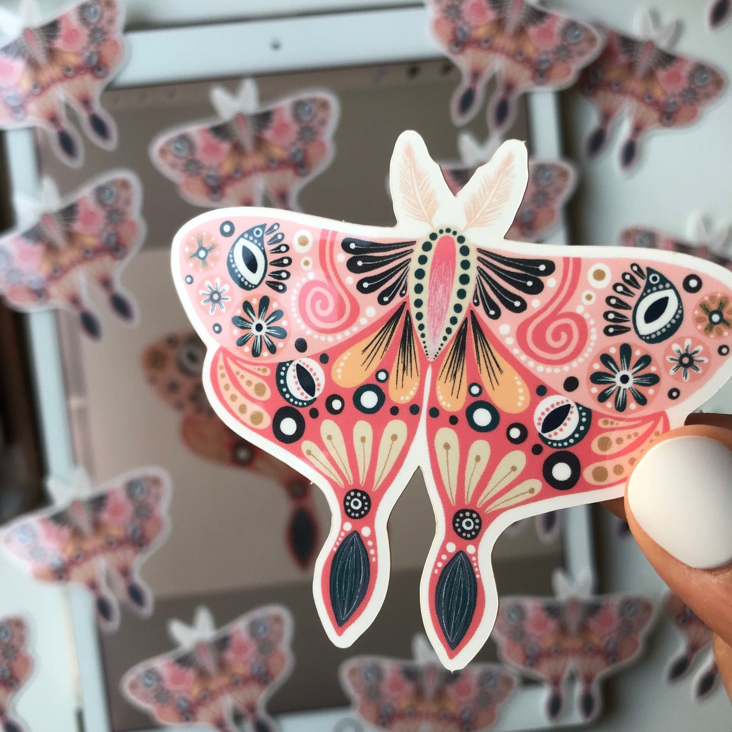 Cute folk moth waterproof sticker
