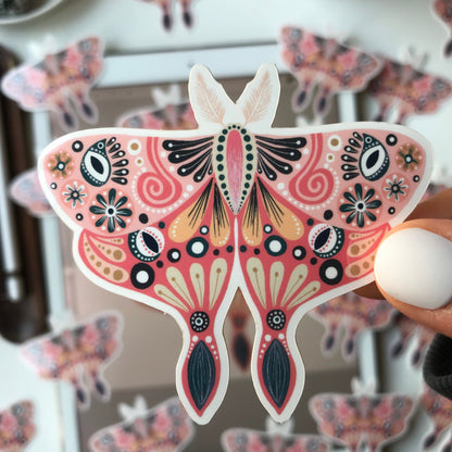 Cute folk moth waterproof sticker