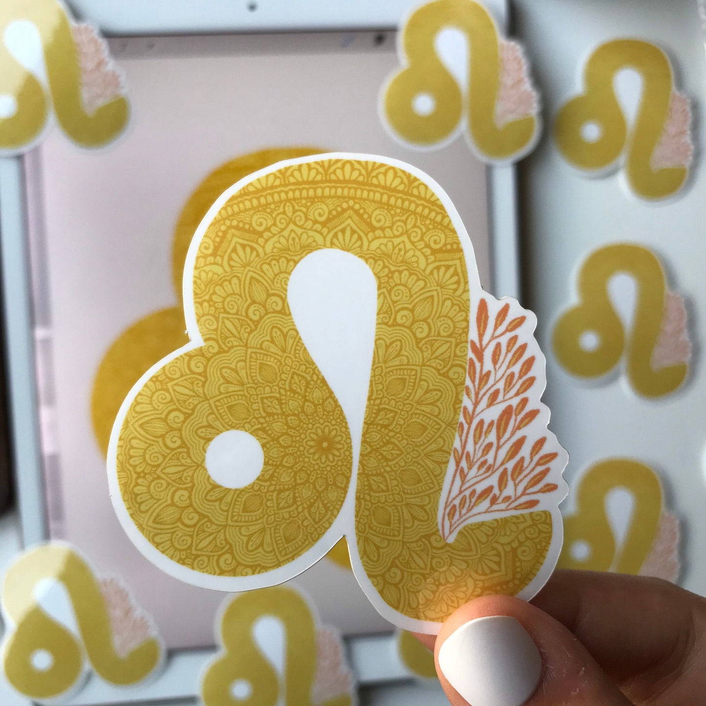 Leo mandala waterproof sticker