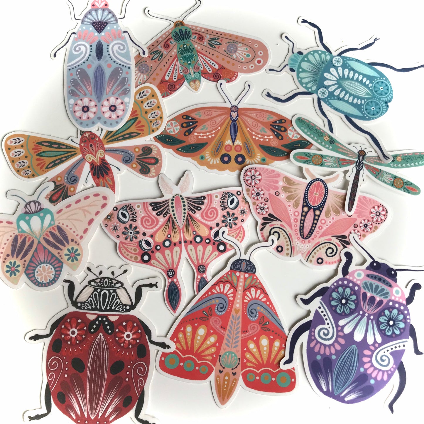 Cute insect waterproof sticker pack of 12