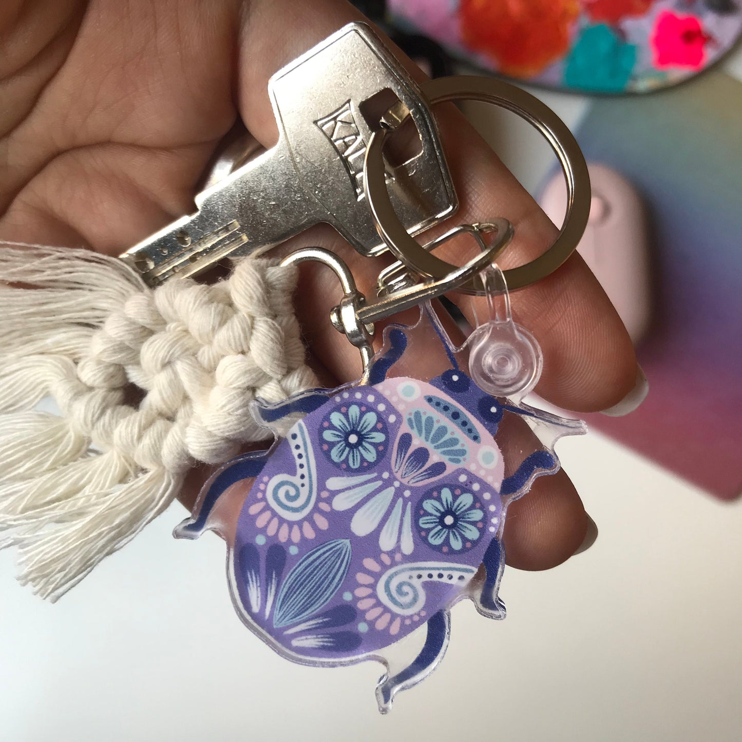 Folk cute bug acrylic keychain