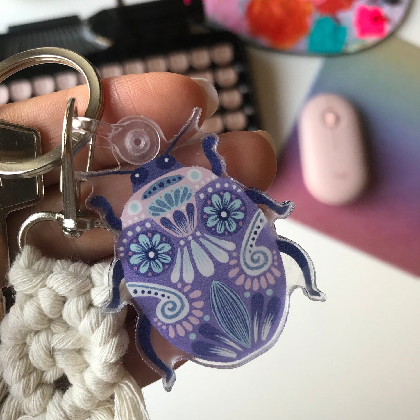 Folk cute bug acrylic keychain
