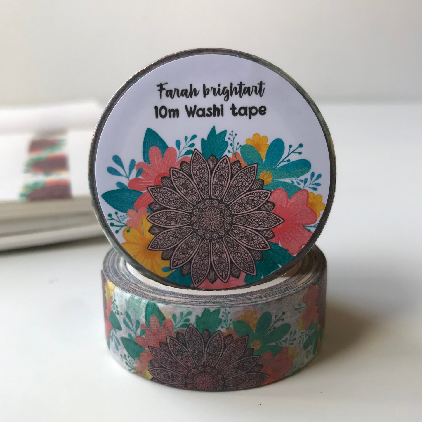 Floral mandala 10mm washi tape