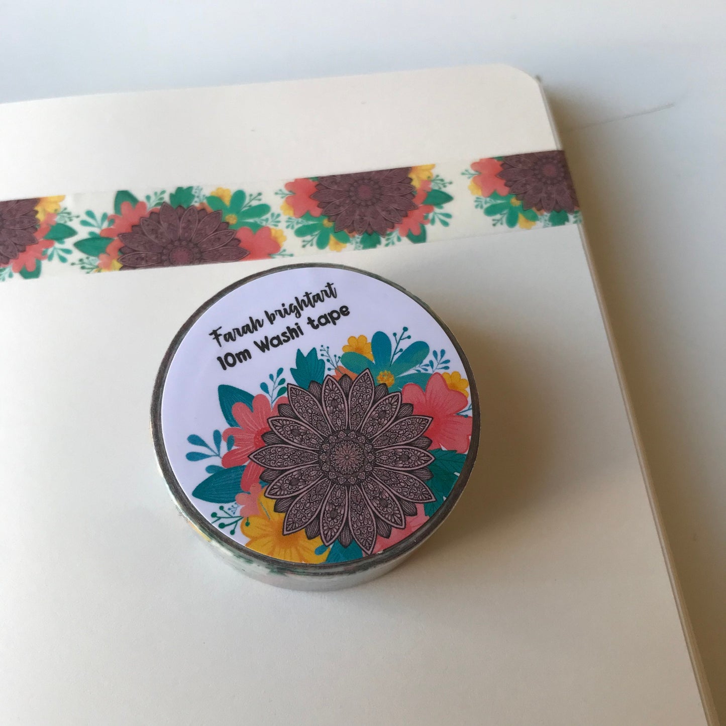 Floral mandala 10mm washi tape