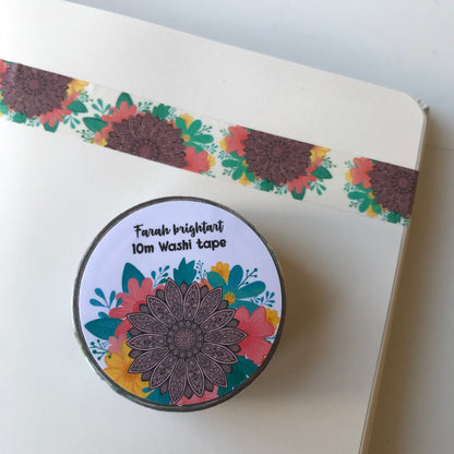 Floral mandala 10mm washi tape