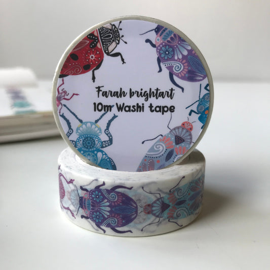 Cute bugs 10mm washi tape