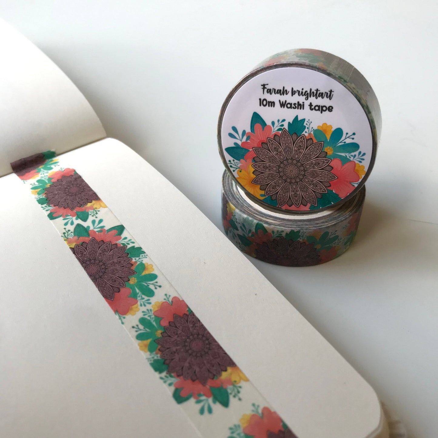 Floral mandala 10mm washi tape