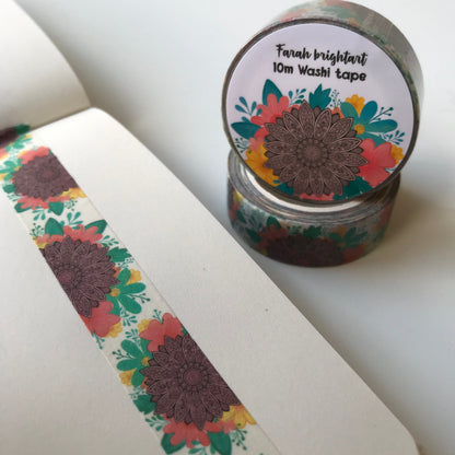 Floral mandala 10mm washi tape