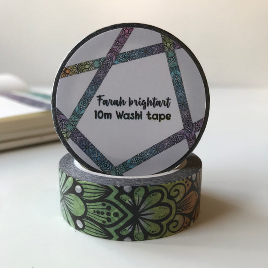 Rainbow Mandala 10mm washi tape