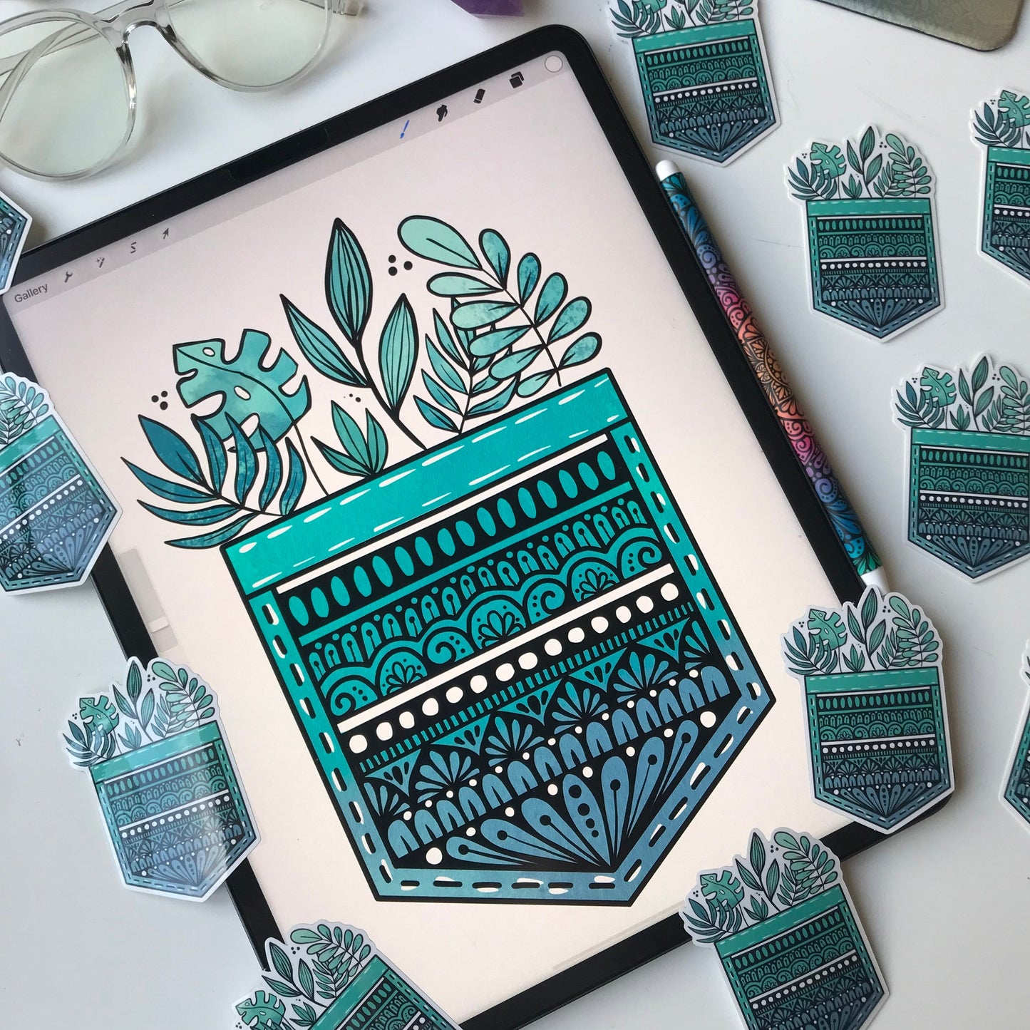 Zentangle plant pocket