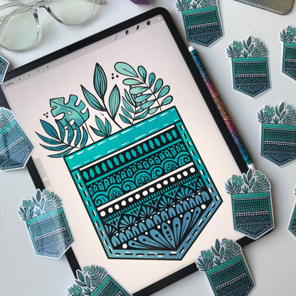 Zentangle plant pocket