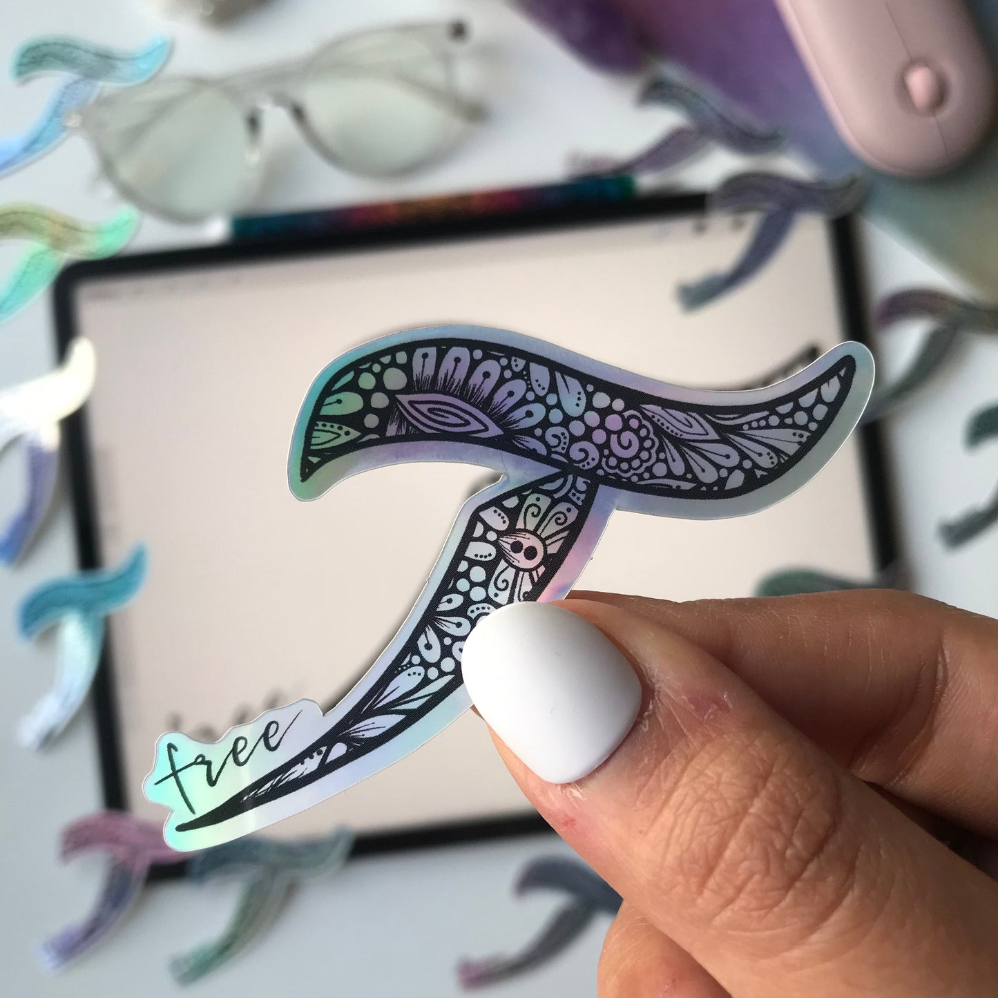 Free holographic zentangle stickers