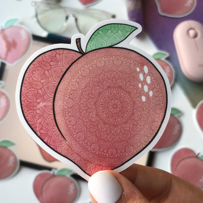 Peach mandala waterproof stickers