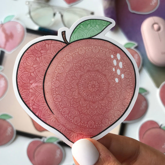 Peach mandala waterproof stickers
