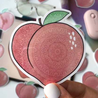 Peach mandala waterproof stickers