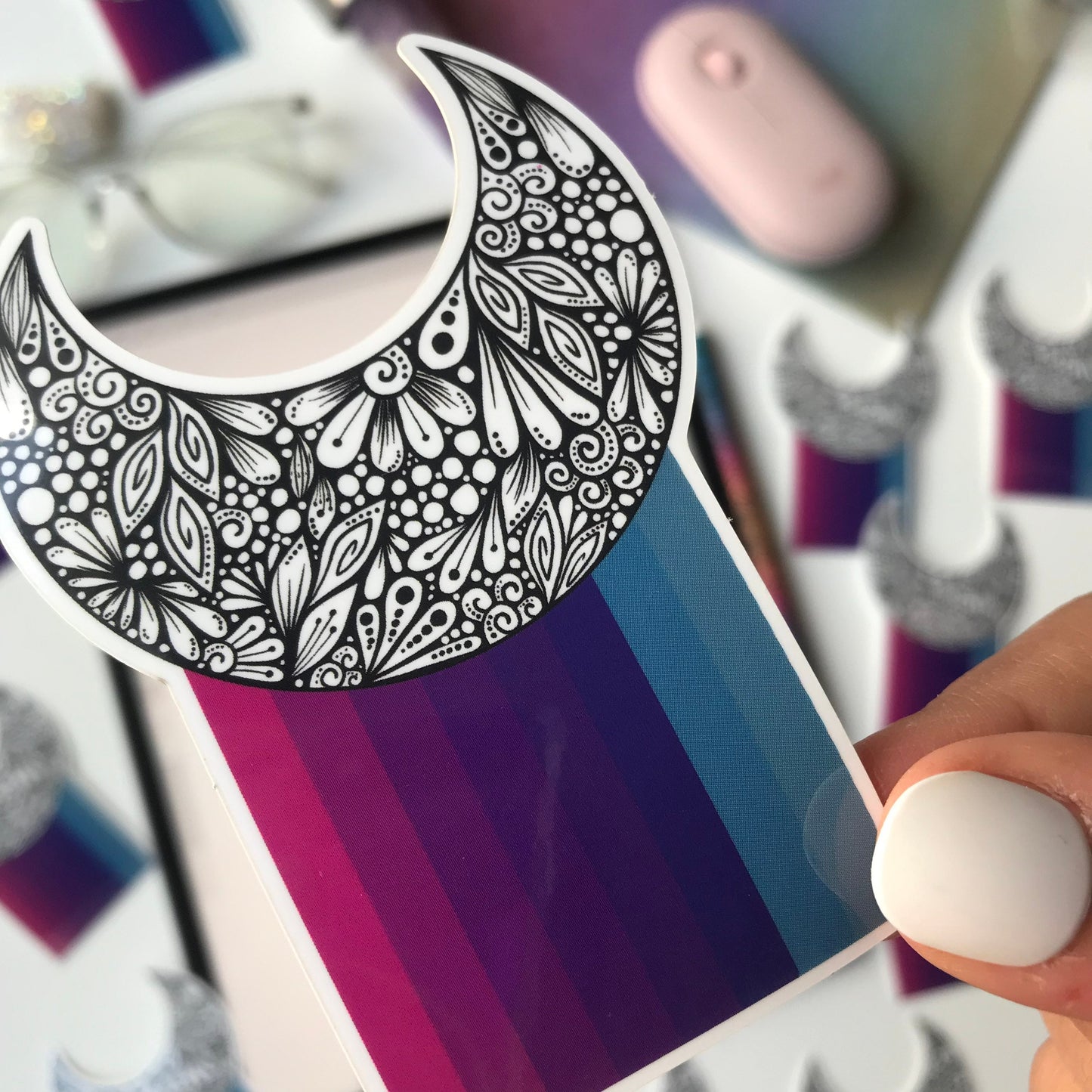 Zentangle moon stickers