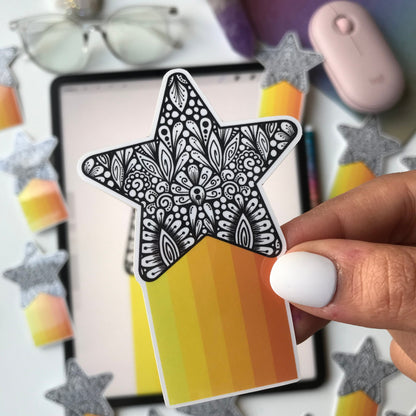 Zentangle star waterproof stickers