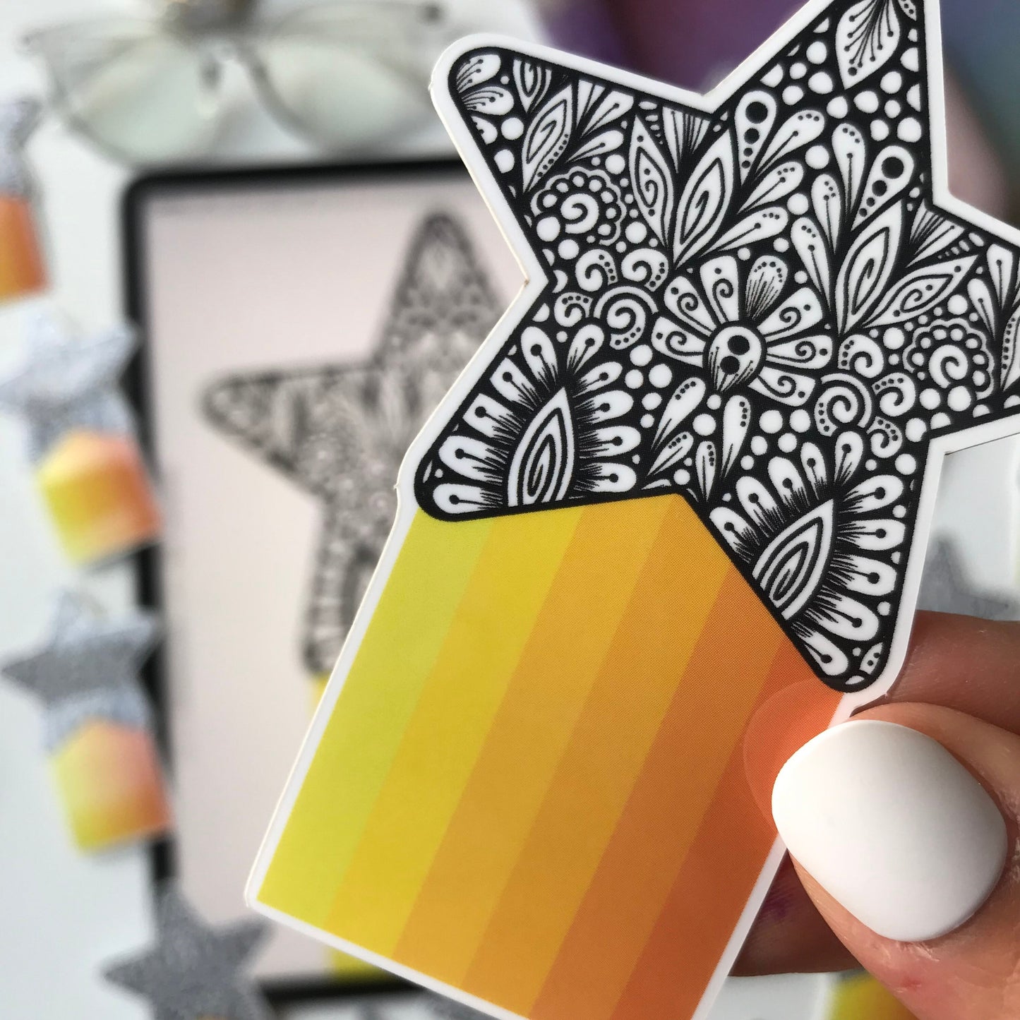 Zentangle star waterproof stickers
