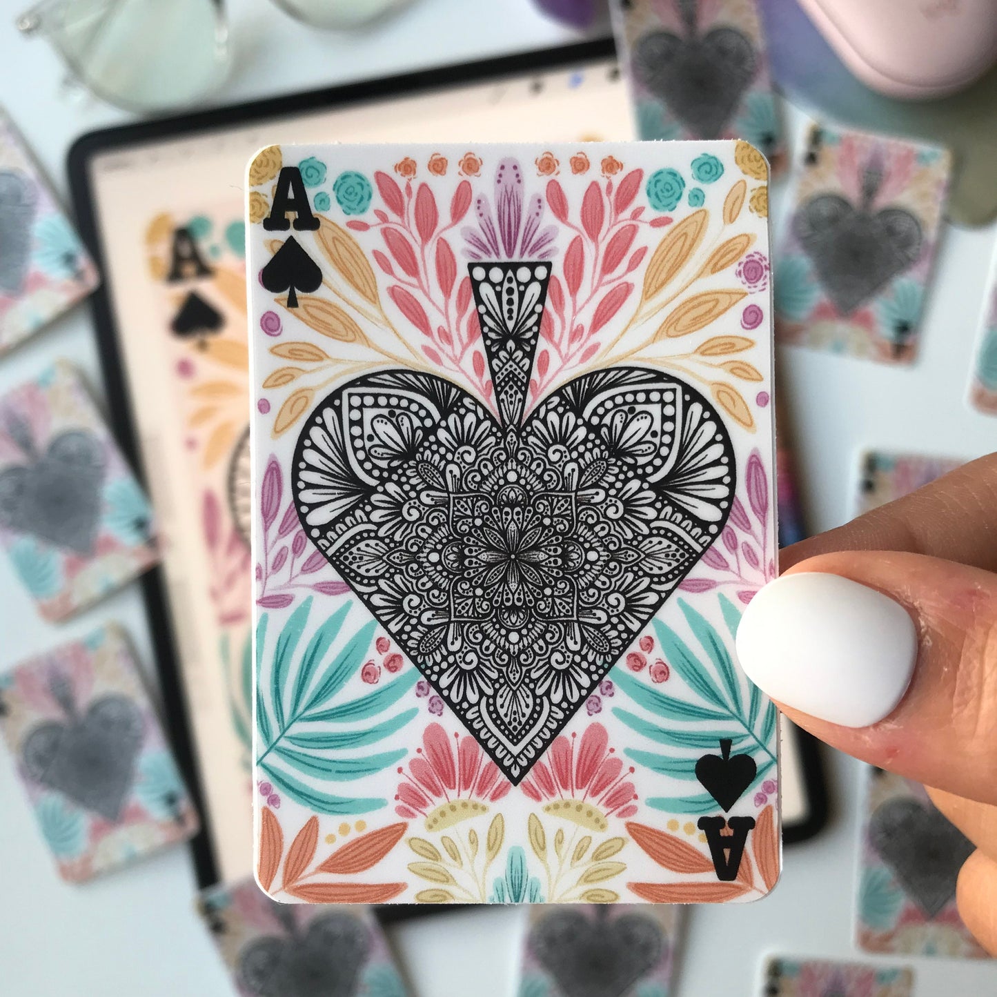 Mandala playing cards stickers