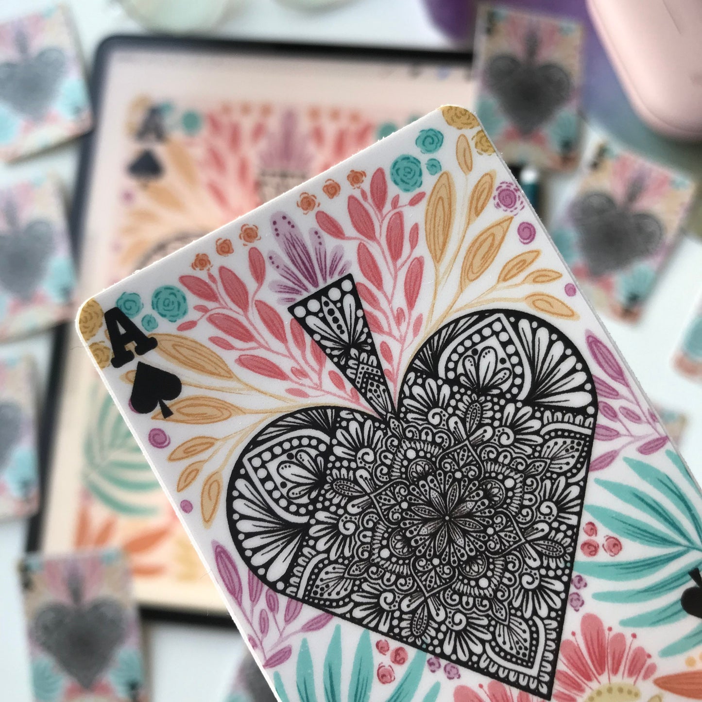 Mandala playing cards stickers