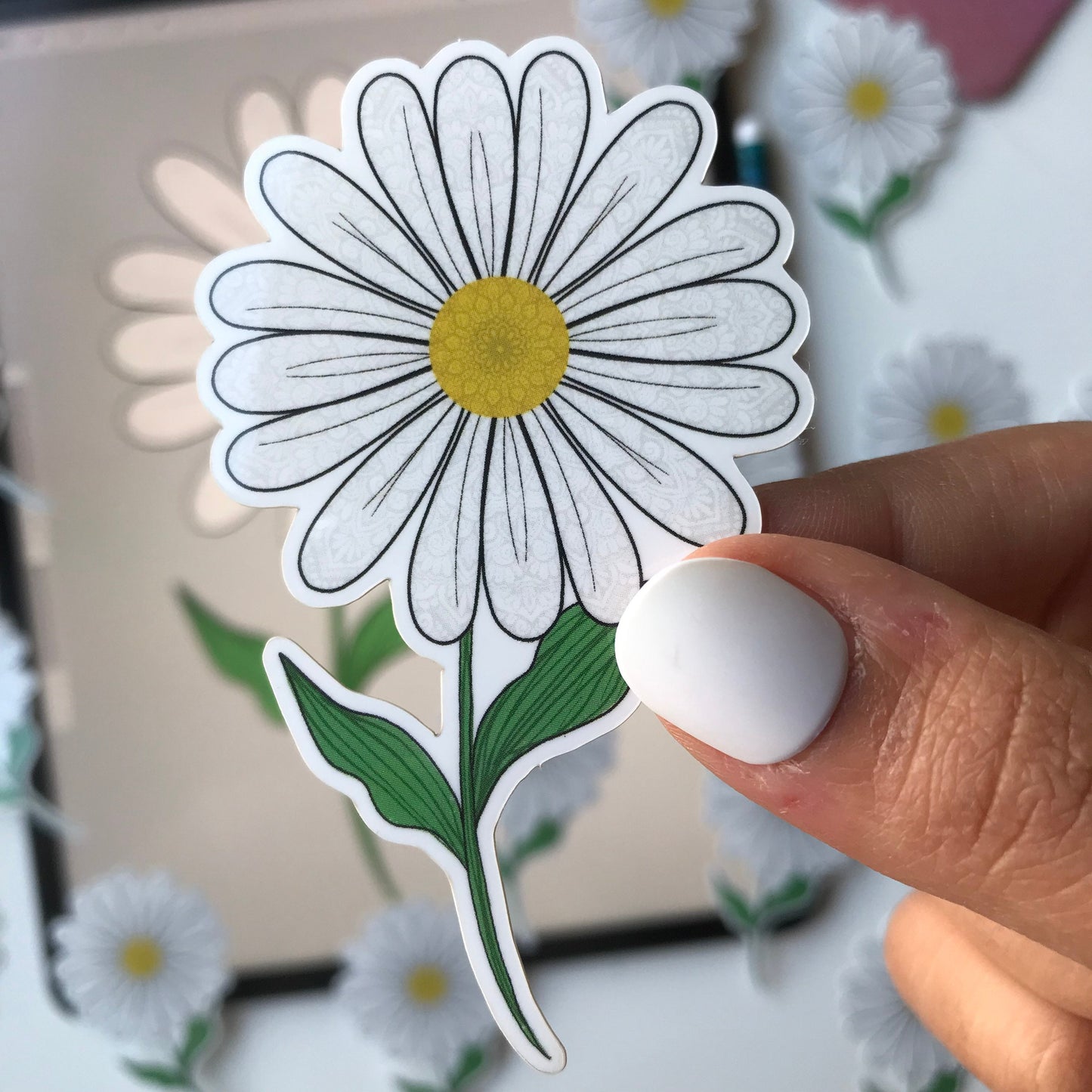 Mandala Daisy waterproof stickers