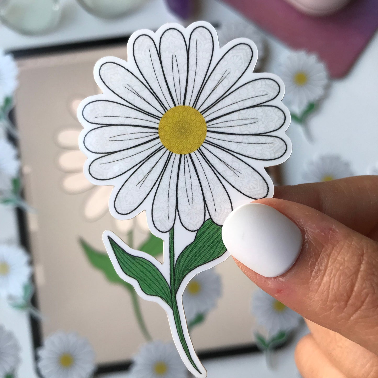 Mandala Daisy waterproof stickers