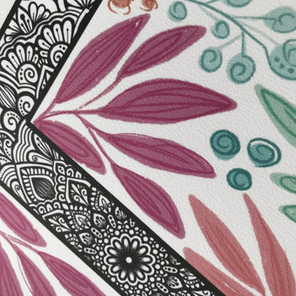 Mandala I letter with plant doodle
