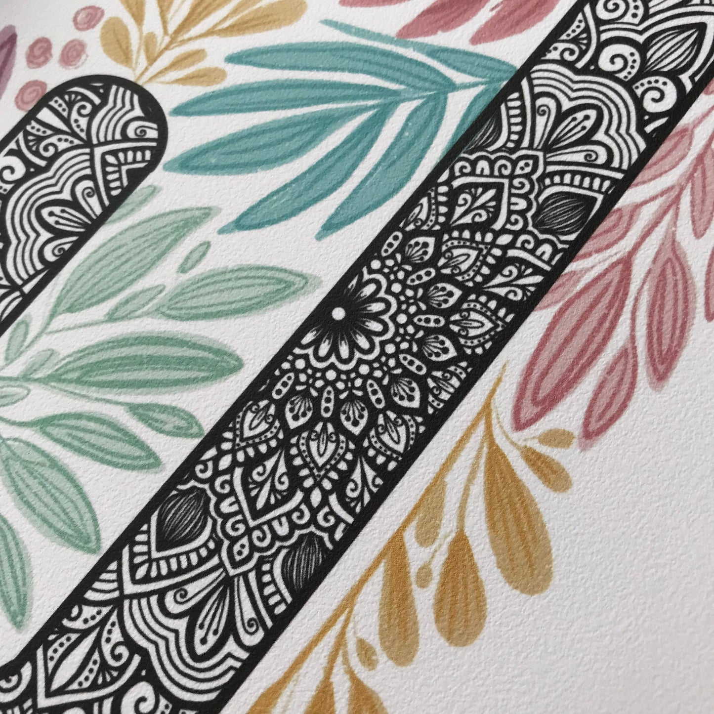 Mandala J letter with plant doodle