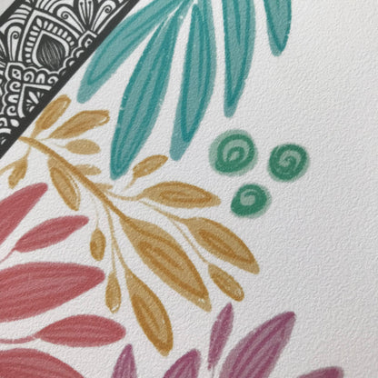 Mandala L letter print with plant doodle