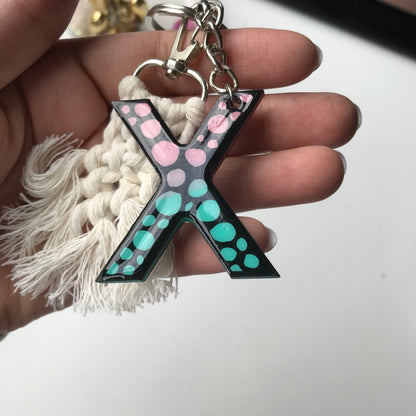 Zentangle X wooden letter keychain
