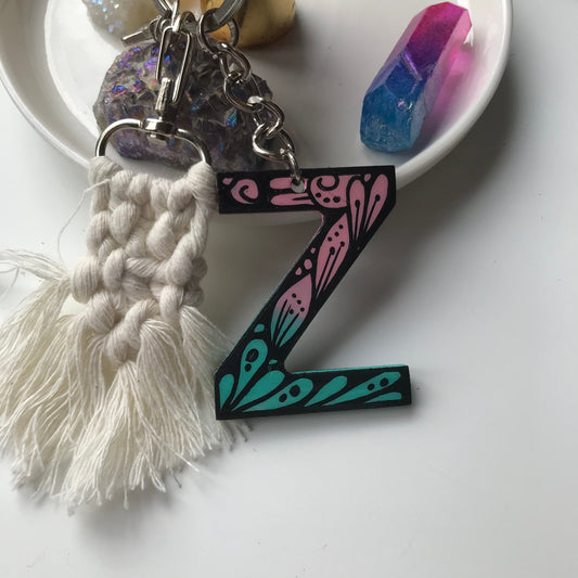 Zentangle Z wooden keychain