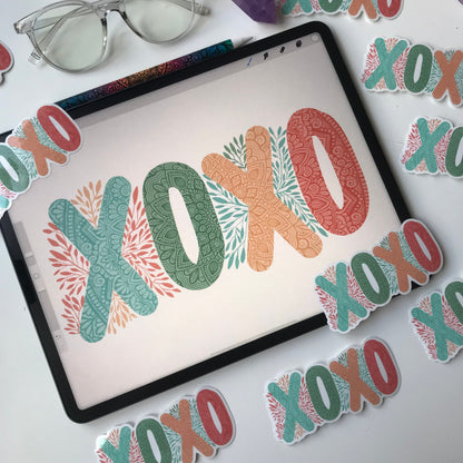 XOXO mandala waterproof stickers