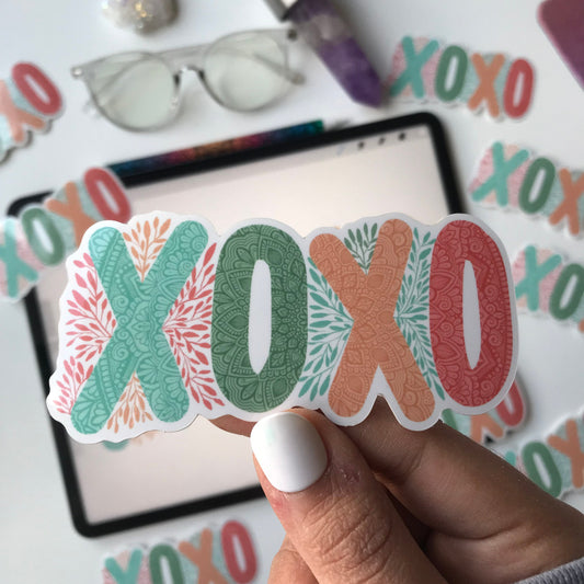XOXO mandala waterproof stickers
