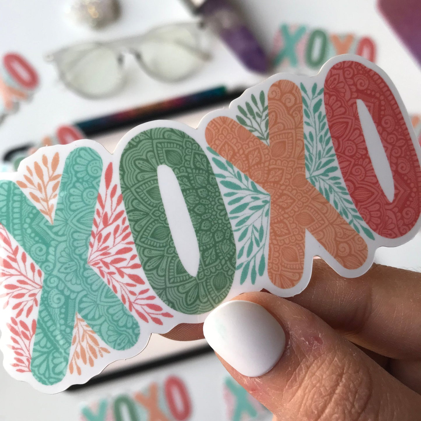XOXO mandala waterproof stickers