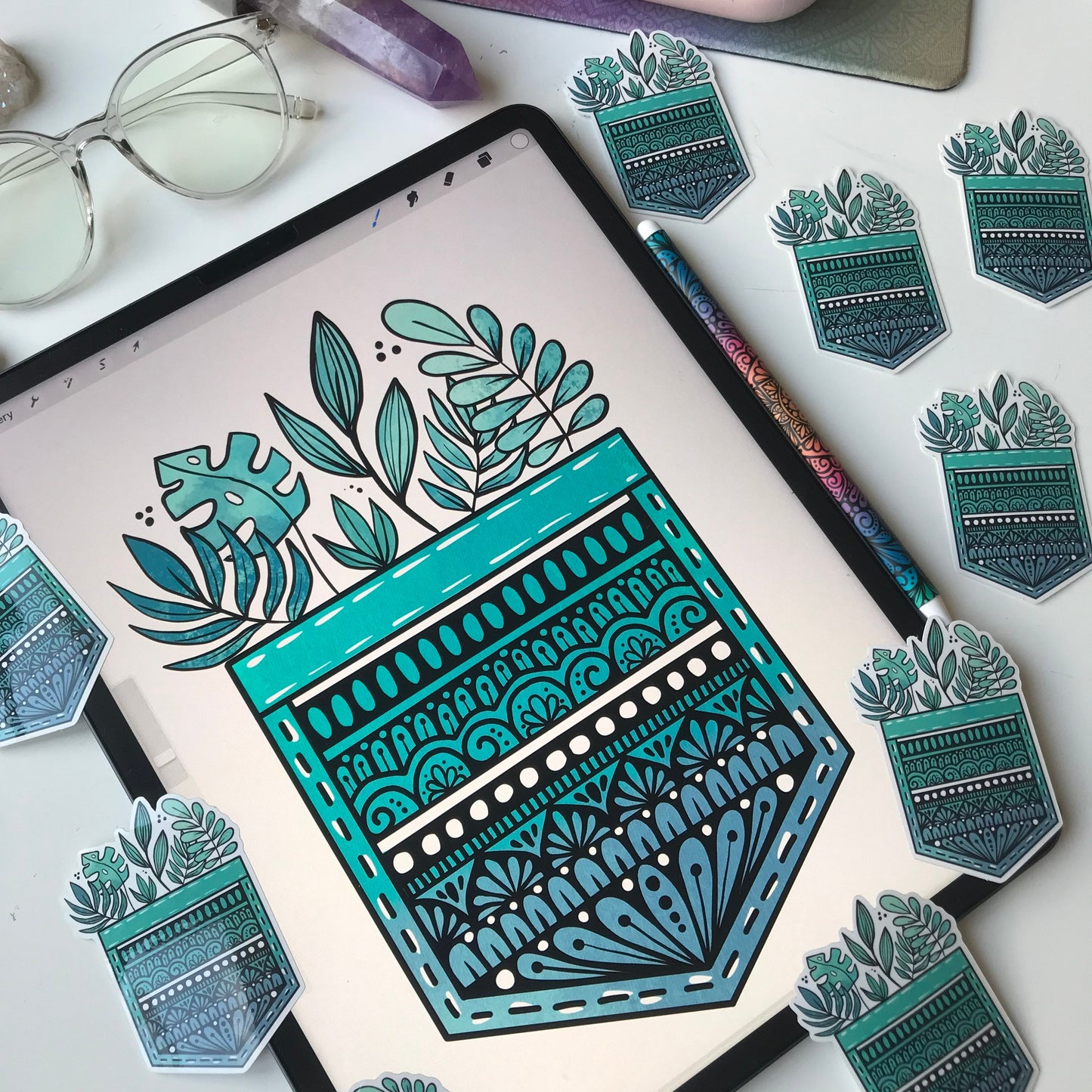Zentangle plant pocket