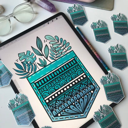 Zentangle plant pocket