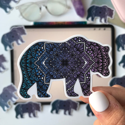 Mandala bear stickers
