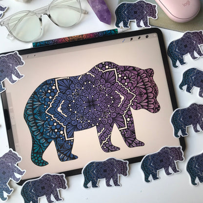 Mandala bear stickers