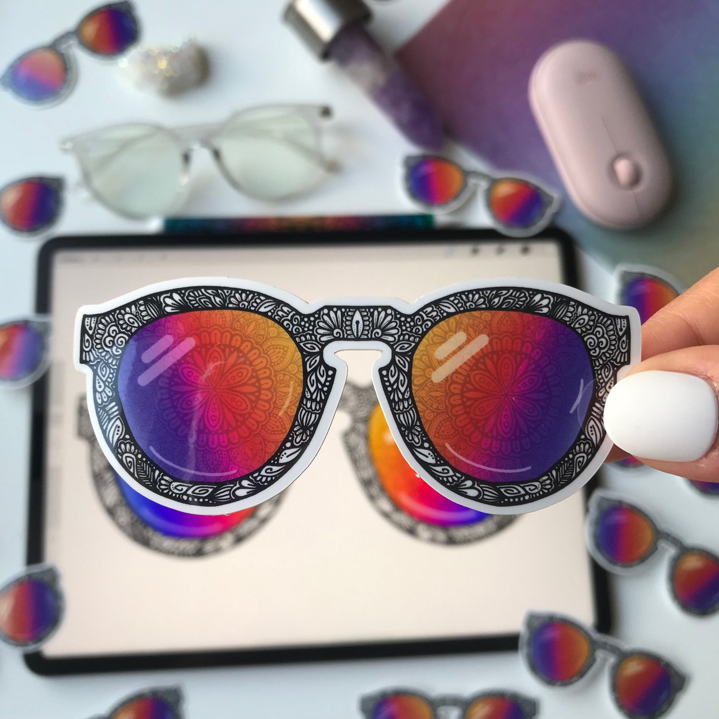rainbow mandala sunglasses stickers