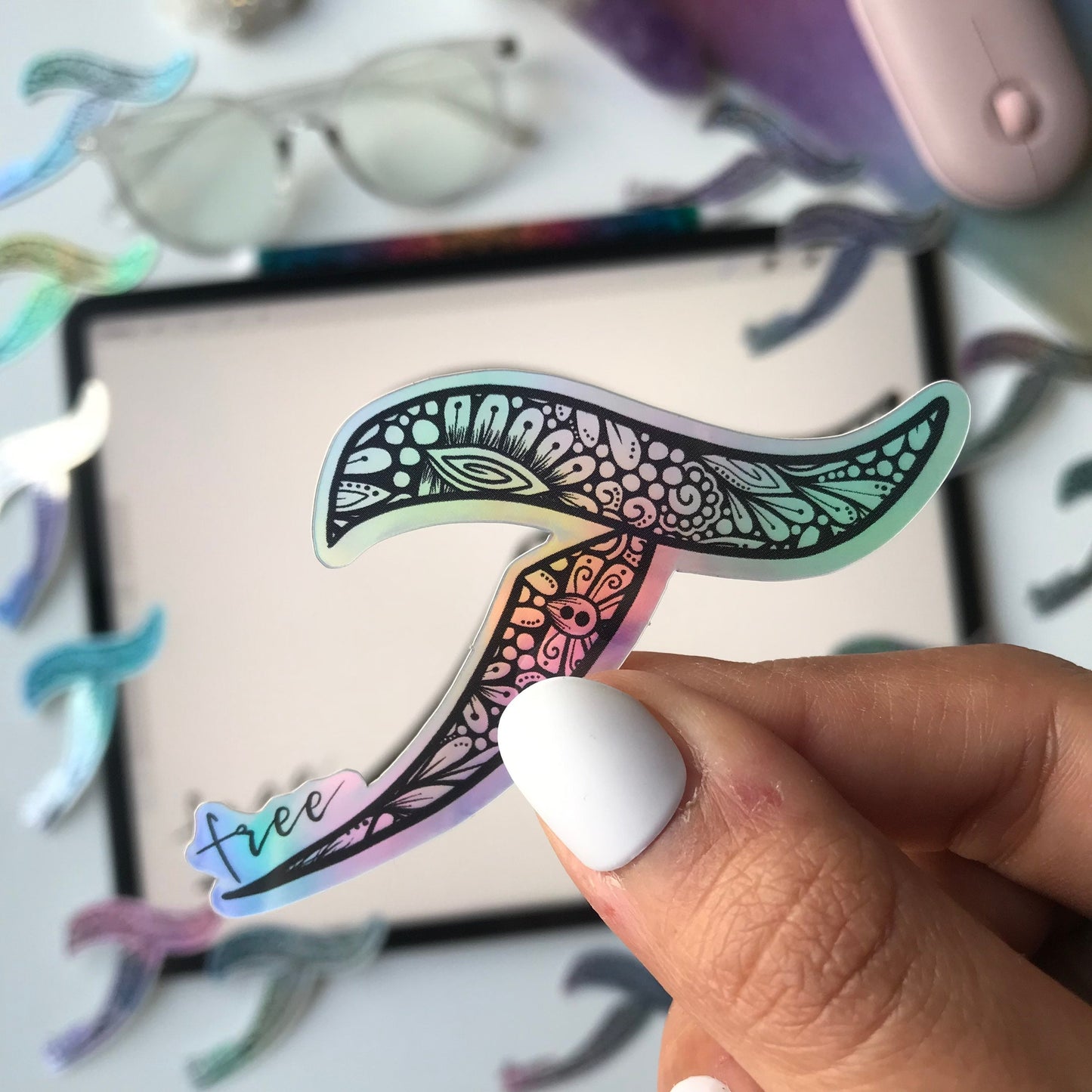 Free holographic zentangle stickers