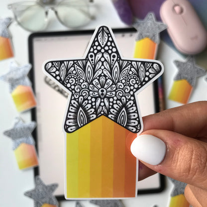 Zentangle star waterproof stickers