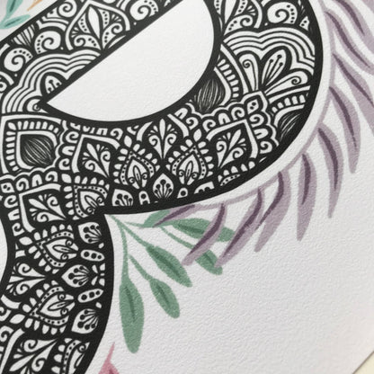 Mandala B letter with plant doodle