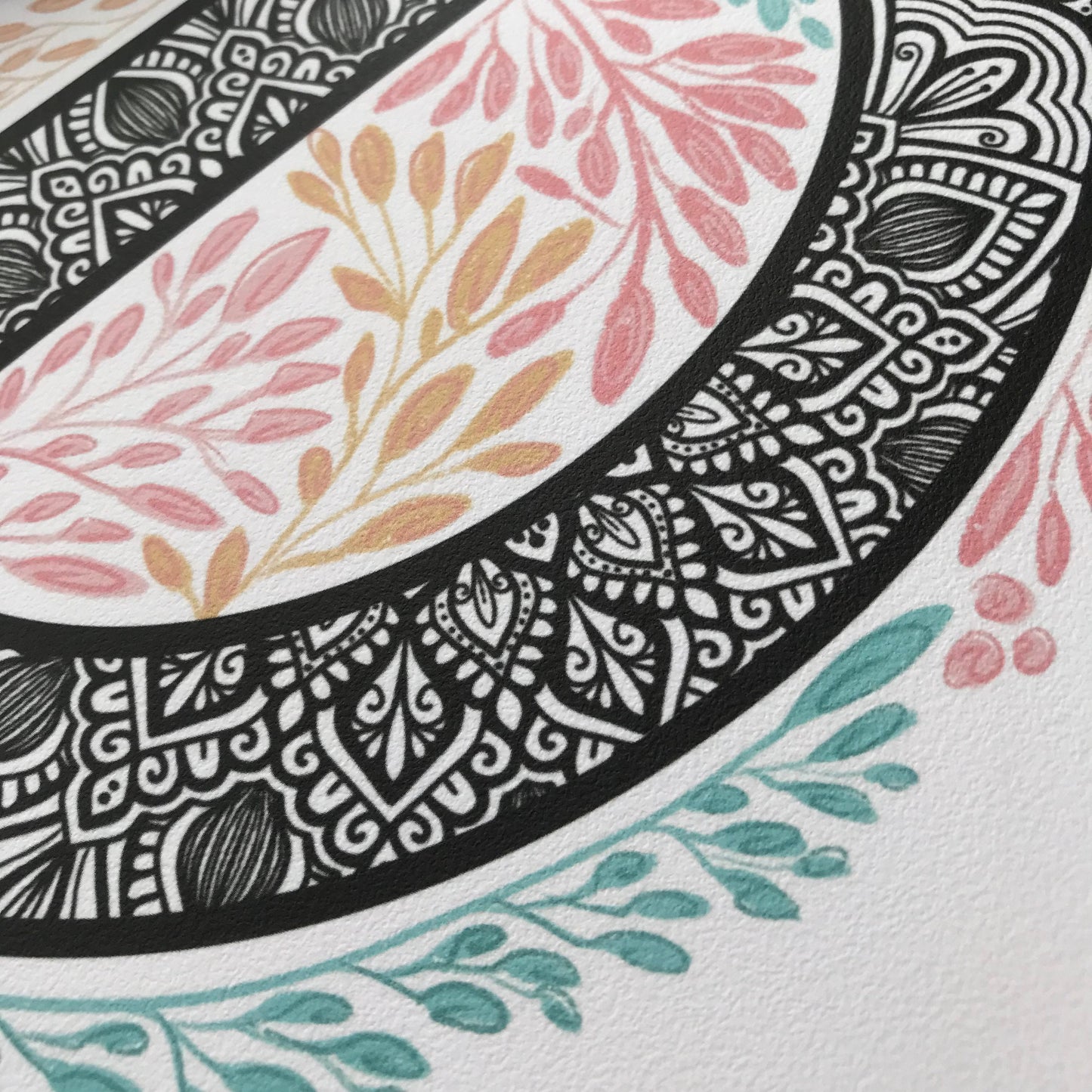 Mandala D letter with plant doodle