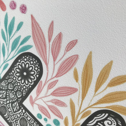 Mandala E letter with mandala doodle