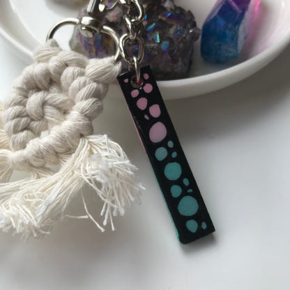 Zentangle I wooden letter keychain