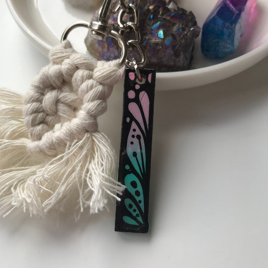 Zentangle I wooden letter keychain
