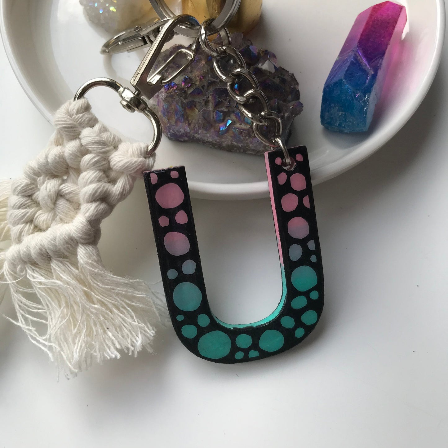 Zentnagle U wooden letter keychain